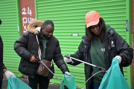 Students litter picking