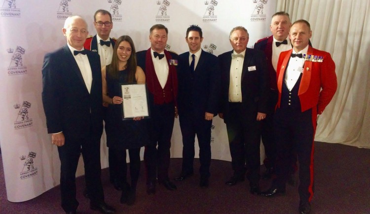 Ministry of Defence presents Silver Employer Recognition Award to the University of Bolton