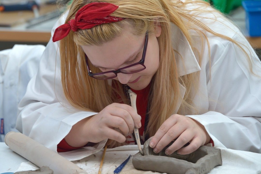 From the University of Bolton School of the Arts, student working on a ceramic model