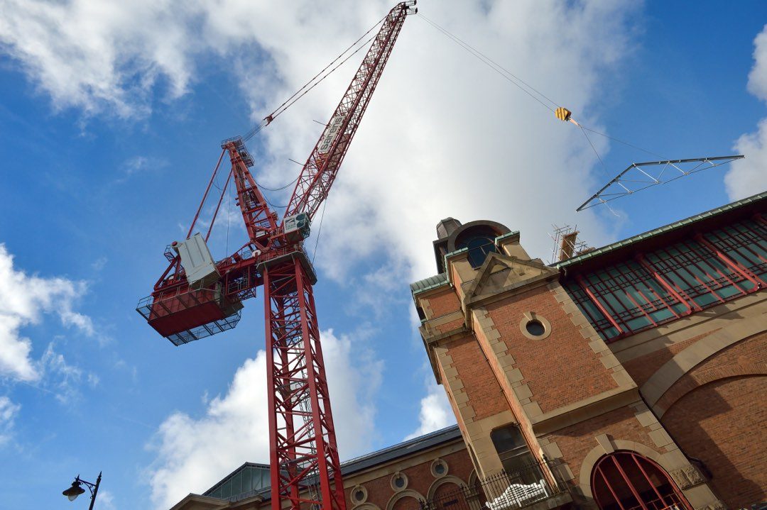A crane over Bolton Market Hall