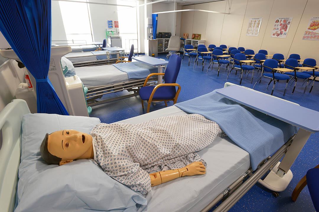 At the University of Bolton Biomedical Engineering school, a a view of a Clinical Simulation Suite (CSS) in Bolton One