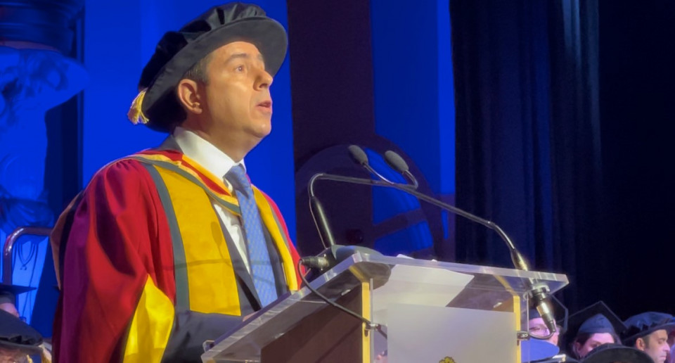 Greek government minister awarded honorary doctorate from the University of Bolton