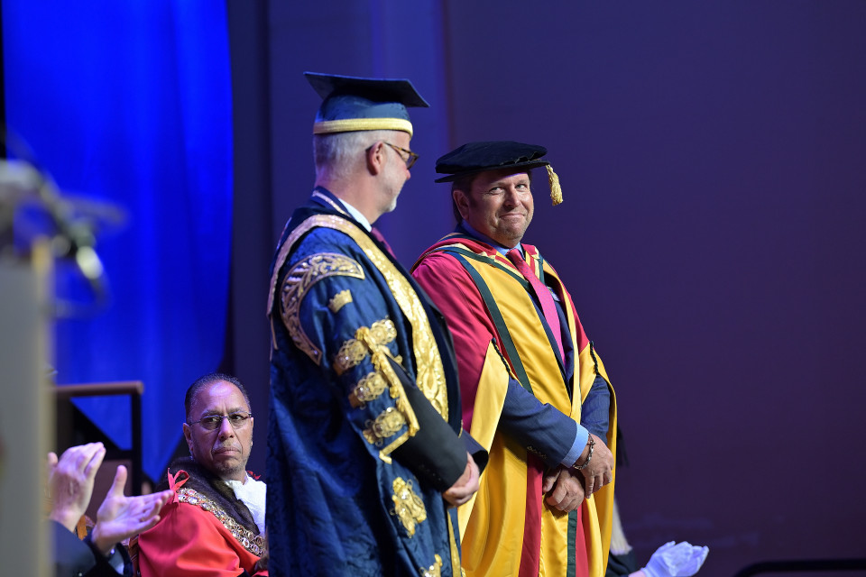 TV stars James Martin and Tess Daly share their joy as they receive honorary degrees from University of Bolton