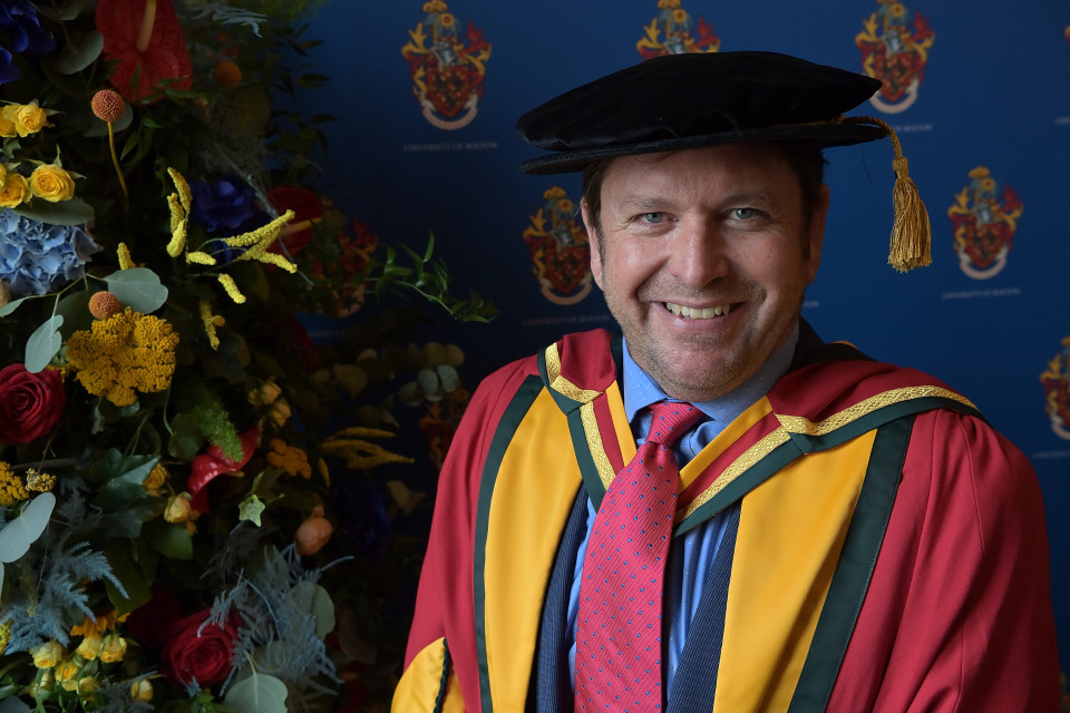 TV stars James Martin and Tess Daly share their joy as they receive honorary degrees from University of Bolton