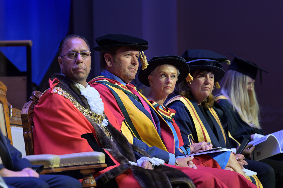 TV stars James Martin and Tess Daly share their joy as they receive honorary degrees from University of Bolton