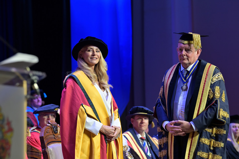 TV stars James Martin and Tess Daly share their joy as they receive honorary degrees from University of Bolton