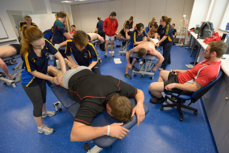 Welsh World Cup Rugby players receiving treatment in Bolton One